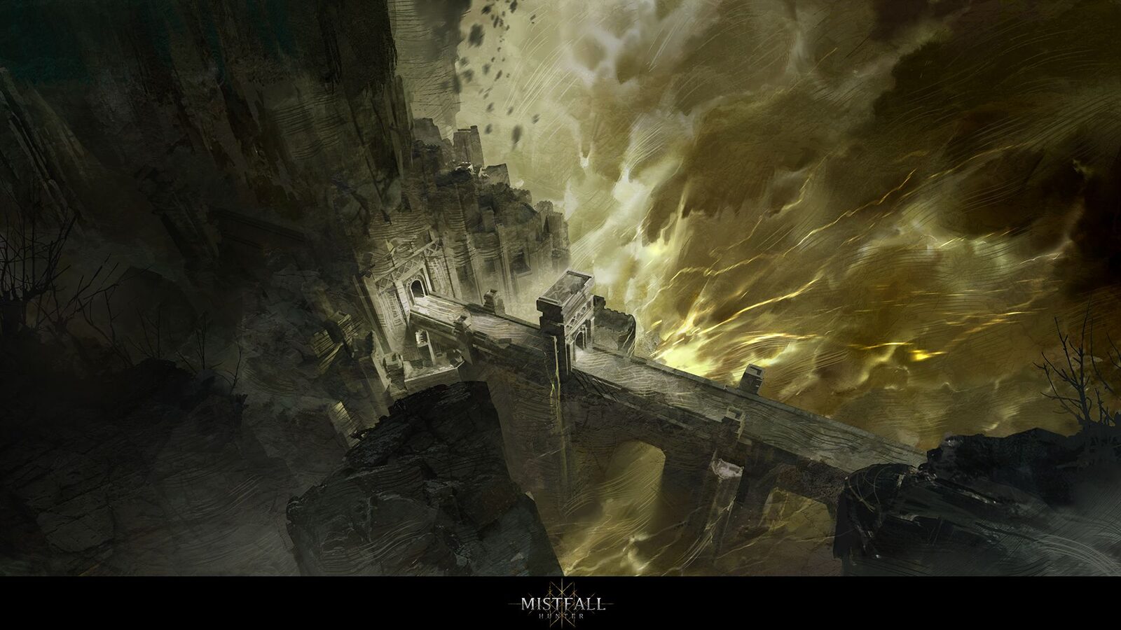 Gyldenmist gameplay screenshot — a hunter in the ruins